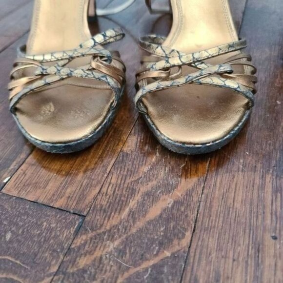 COLE Haan Bronze Black Metallic Strappy High Heels - Picture 9 of 12